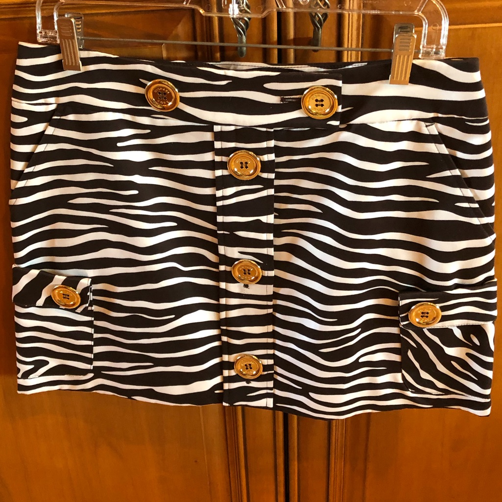 Michael Kors Brown/White Zebra Cotton Button Mini